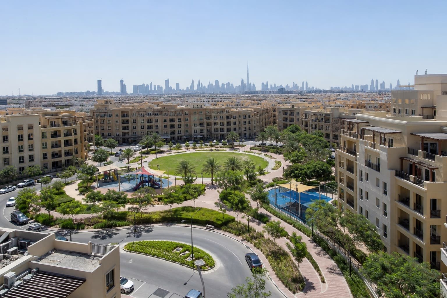 Jumeirah Village Circle (JVC) — landscaped parks and apartment living in Dubai